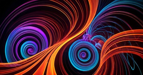 Leinwandbilder - a vibrant abstract pattern composed of swirling lines and shapes in a variety of colors, including shades of orange, purple, blue, and black, creating a dynamic and