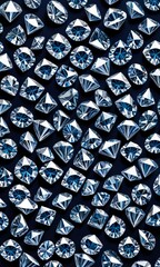 Poster - a collection of numerous diamonds of varying sizes and shapes, arranged in a random pattern against a dark background