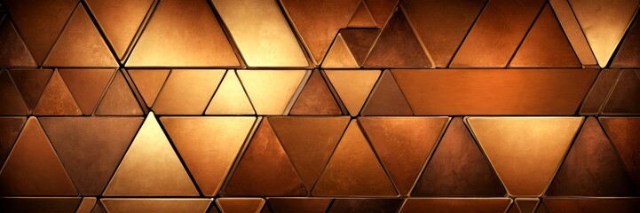 Poster - a close-up view pattern of overlapping triangular shapes in various shades of brown, creating a visually striking and textured background