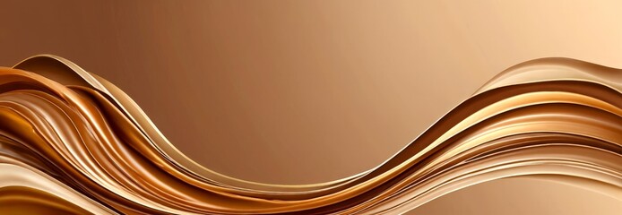 Leinwandbilder - Abstract wavy lines in shades of brown and beige, with a gradient background