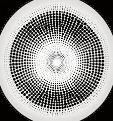 Fototapete - a circular pattern composed of black dots arranged in a radial fashion, creating a sense of depth and movement The dots are evenly spaced, and the overall design has a