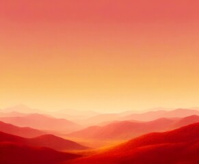 Aufkleber - a serene landscape with rolling hills bathed in a warm, orange-yellow hue, creating a sense of depth and tranquility