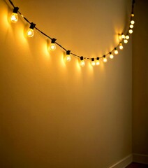 Wall Mural - A string of small, round, glowing lights is strung across a wall, creating a warm and inviting atmosphere