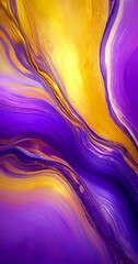 Poster - a vibrant abstract composition of swirling, fluid lines in shades of yellow, purple, and orange, creating a dynamic and captivating visual effect