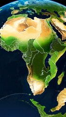 Poster - a detailed satellite view of the African continent, highlighting the diverse terrain and landmasses
