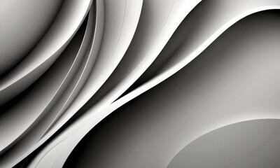 Aufkleber - a monochromatic abstract composition featuring curved lines and shapes in shades of gray, white, and black