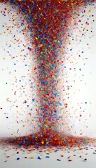 Aufkleber - A vibrant explosion of confetti in various colors fills the frame, creating a dynamic and visually striking scene