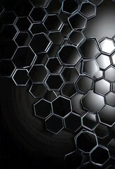 Fototapete - a dark, abstract background composed of numerous hexagonal shapes, creating a sense of depth and complexity The precise arrangement of the hexagons and the absence of