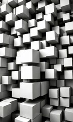 Fototapete - A monochromatic densely packed arrangement of white cubes, creating a visually striking and geometric pattern