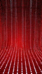 Fototapete - a curved wall with a repeating pattern of red and white dots, creating a visually striking and dynamic effect