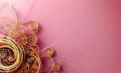 Leinwandbilder - a pink background with a gold spiral design on the left side, and a white background on the right side