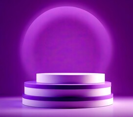 Aufkleber - A white podium with three tiers, set against a purple gradient background
