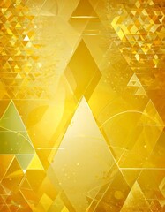 Poster - a vibrant abstract composition of overlapping triangles in various shades of yellow and green, creating a dynamic and visually striking pattern