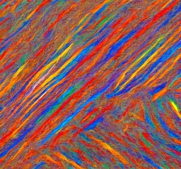 Poster - an abstract painting featuring a diagonal pattern of intersecting lines in various colors, creating 