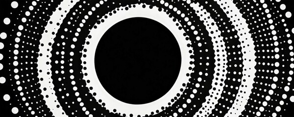 Aufkleber - a black and white abstract design with concentric circles and a central black circle