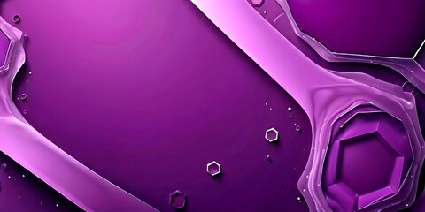 Poster - a purple abstract background with a curved line, hexagonal shapes, and small white dots scattered throughout