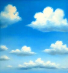 Leinwandbilder - a serene sky with fluffy white clouds against a backdrop clear blue sky