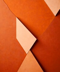 Aufkleber - a geometric composition of overlapping paper shapes in shades of orange and brown, creating a visually striking abstract pattern