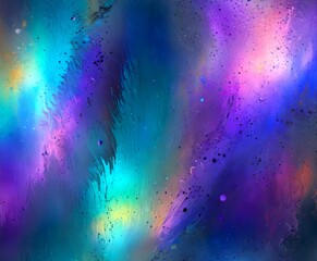 Poster - a vibrant abstract composition featuring a swirling pattern of blue, purple, and pink hues, with small white dots scattered throughout
