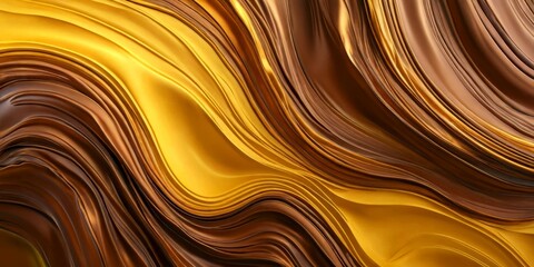 Poster - a striking abstract pattern composed of curved lines in various shades of brown and gold, creating a sense of movement and depth