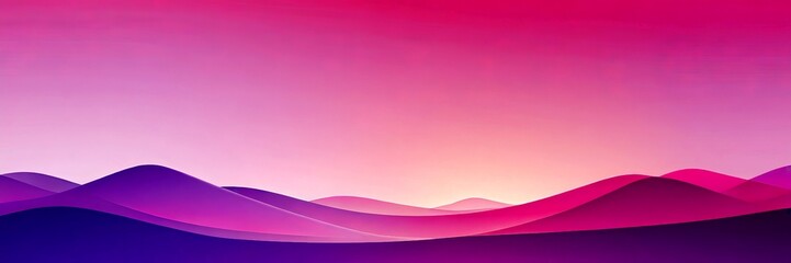 Wall Mural - a serene landscape with a gradient of pink and purple hues, featuring a series of hills and mountains in the foreground