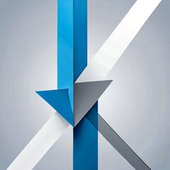Leinwandbilder - a geometric composition of intersecting blue and white lines, forming a triangular shape at the center
