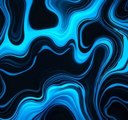 Aufkleber - a striking abstract pattern of swirling, fluid blue and black lines, creating a mesmerizing and dynamic visual effect