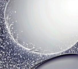 Aufkleber - A white background with a silver glittery border and a white floral pattern