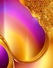 Fototapete - a vibrant abstract composition with a gradient of colors transitioning from purple to gold, culminating in a honeycomb-like pattern The honeycomb-like elements are