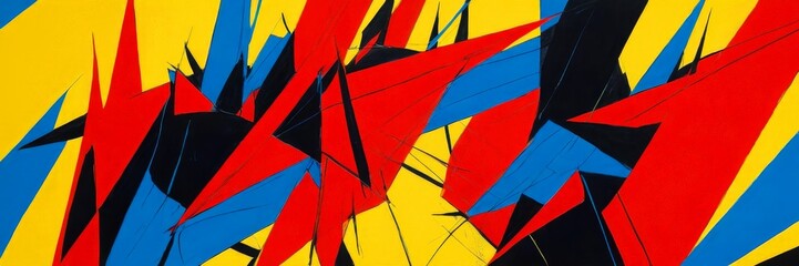Leinwandbilder - Abstract Art: Bold Geometric Patterns in Red, Blue, Yellow, Black, and White