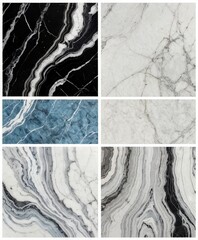 Poster - The displays six different marble samples, each showcasing a unique pattern and color scheme, arranged in a grid format