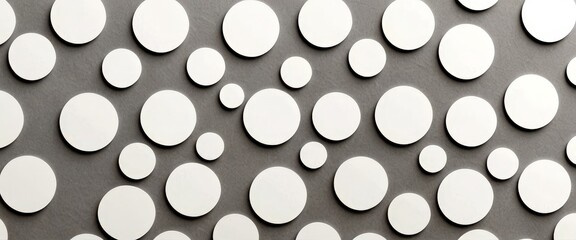 Fototapete - A repeating pattern of white circles on a gray background