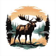 Wall Mural - deer silhouette vector illustration, 