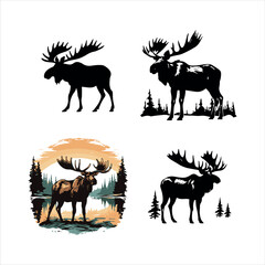 Wall Mural - deer silhouette vector illustration, 