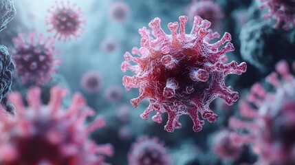 Wall Mural - microscopic view of a virus: a detailed look at the structure of a pathogen