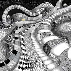 Poster - Black and white repeating Zentangle doodle