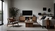 © N100ZKL - Living Room Minimalist with Scandinavian Design Light colors and simple furniture.