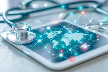 Aufkleber - The global networking and medical technology of tablet-based healthcare.