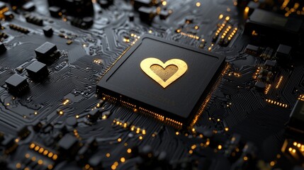 Poster - user symbol on a microchip. data flows across a futuristic motherboard. 3d rendering.