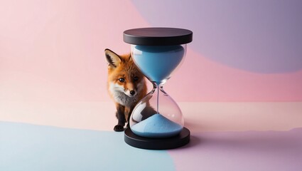 Fox and Hourglass in a Colorful Setting