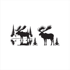 Wall Mural - deer silhouette vector illustration, 