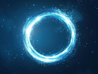 Wall Mural - Abstract blue background with a white light and glow, a glowing circular frame in the center White energy rays radiate from the inside, creating an atmosphere of tranquility and harmony Generative AI
