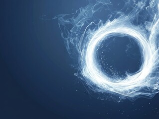 Wall Mural - Abstract blue background with white light vortex and glowing energy waves White circular portal on a dark blue abstract digital background Generative AI