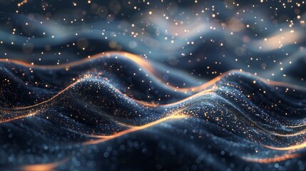 Poster - The image is a beautiful, glowing blue wave with a lot of sparkles