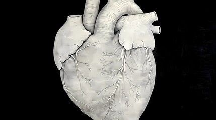 anatomy heart on black background 