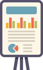 Poster - whiteboard is showing statistical business data with charts and graphs