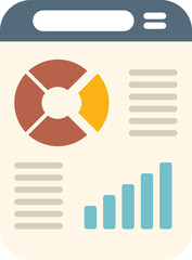 Poster - mobile app is displaying data analytics with a pie chart and a bar graph