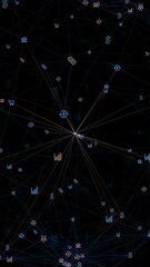 Poster - Motion graphic of Blue digital money icon linked on grid mesh and line connection on futuristic abstract background technology financial and cryptocurrency concept