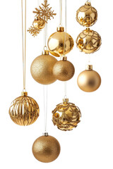 Wall Mural - PNG Golden christmas baubles chandelier jewelry hanging.