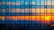 © Ilmi - City, light and window of office building at sunset. Modern business office skyscrapers